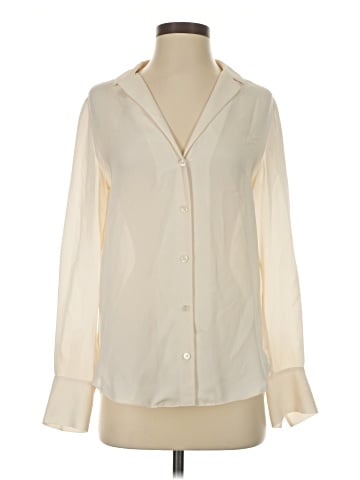 Theory Long Sleeve Silk Top (view 1)