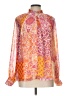 Entro 100% Polyester Print Orange Long Sleeve Blouse Size L - photo 1