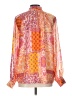 Entro 100% Polyester Print Orange Long Sleeve Blouse Size L - photo 2