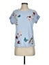 Johnny Was 100% Polyester Floral Blue Short Sleeve T-Shirt Size XS - photo 1