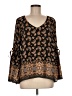 Rose + Olive 100% Polyester Black 3/4 Sleeve Blouse Size L - photo 1