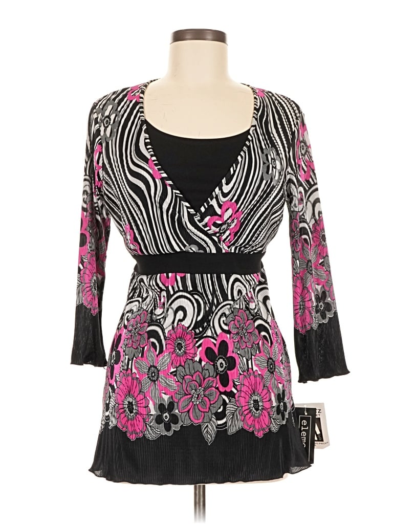 Pre-owned Elementz 3/4 Sleeve Blouse In Black