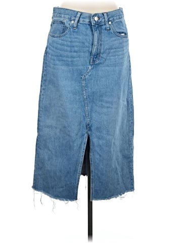Madewell Rigid Denim A-Line Midi Skirt in Carrick Wash (view 1)