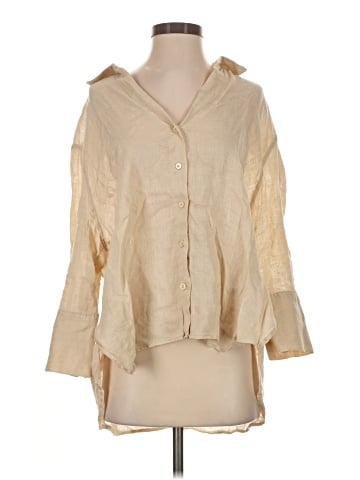 Zara 3/4 Sleeve Button-Down Shirt (view 1)