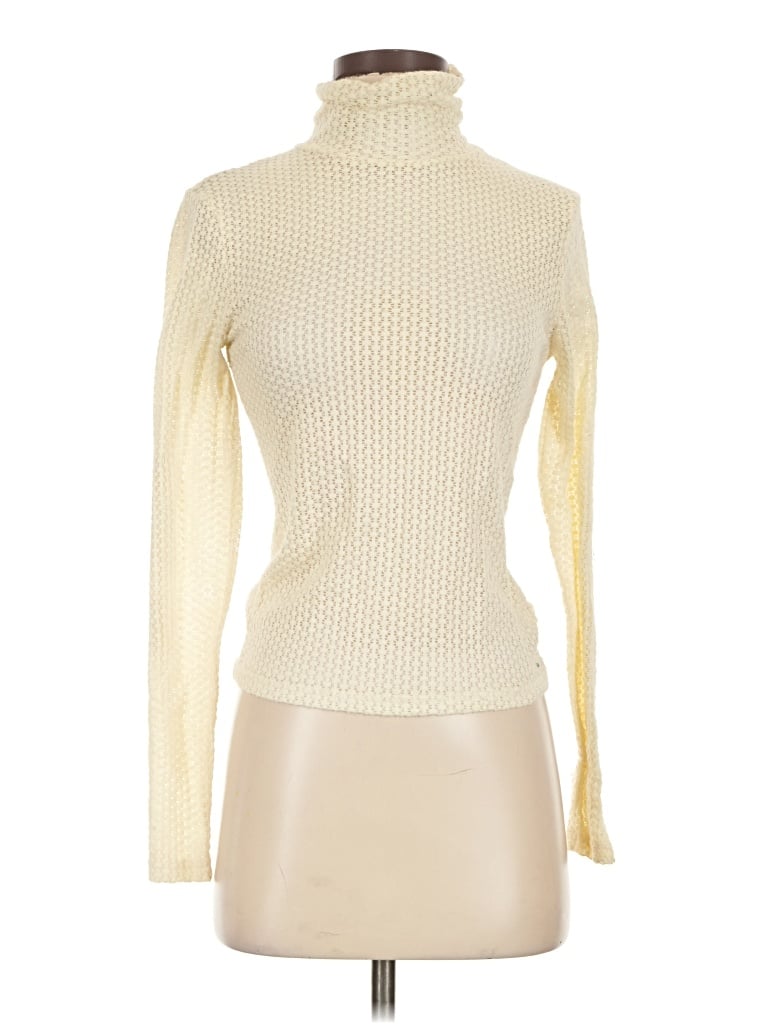 Pre-owned Cider Long Sleeve Top Ivory Turtleneck Tops