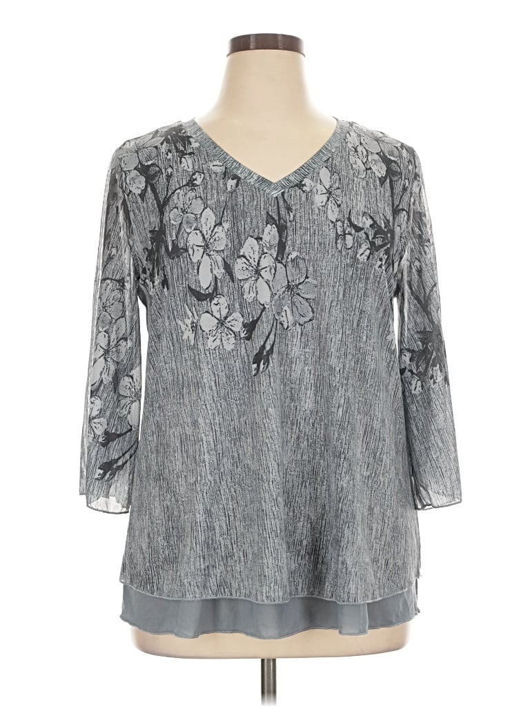 Pre-owned Timeson 3/4 Sleeve Blouse In Gray