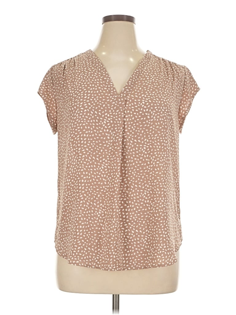 Pre-owned Monday Fun Short Sleeve Blouse In Brown