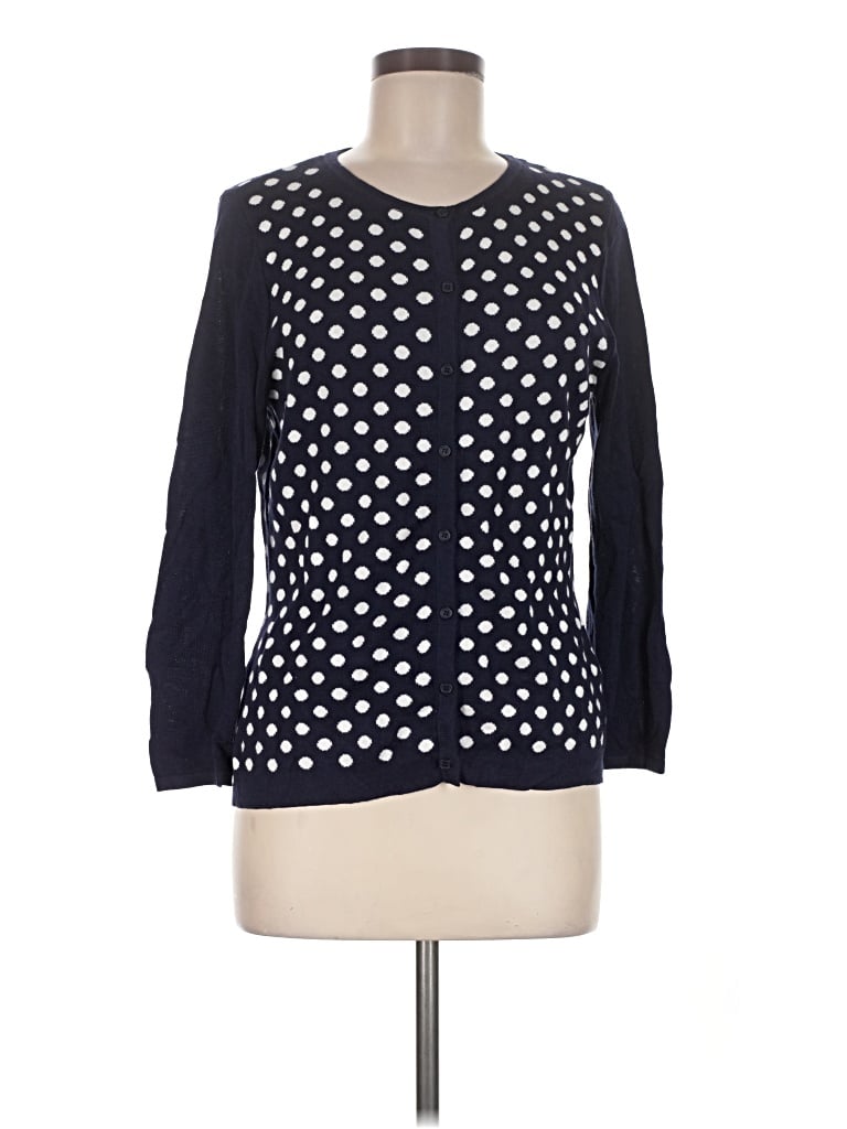 Pre-owned August Silk Cardigan Sweater In Blue