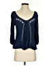 Double Zero 100% Rayon Blue 3/4 Sleeve Blouse Size S - photo 1