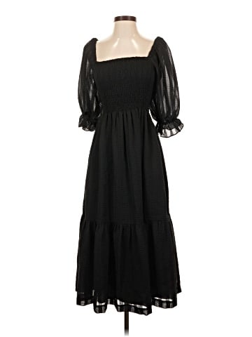 Madewell Lucie Elbow-Sleeve Smocked Midi Dress (view 1)