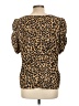 Adrienne 100% Polyester Animal Print Brown Short Sleeve Blouse Size L - photo 2