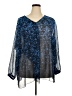 Catherines 100% Polyester Blue 3/4 Sleeve Blouse Size 3X - photo 1