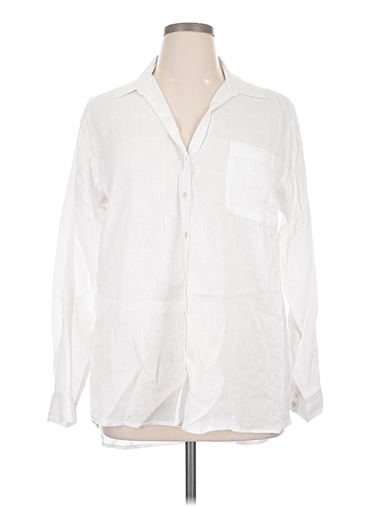 Pre-owned Sigrid Olsen Long Sleeve Button Down Shirt In White