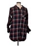 Forever 21 100% Cotton Plaid Black 3/4 Sleeve Button-Down Shirt Size L - photo 1