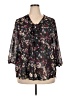 Eyeshadow 100% Polyester Floral Black 3/4 Sleeve Blouse Size 2X - photo 1