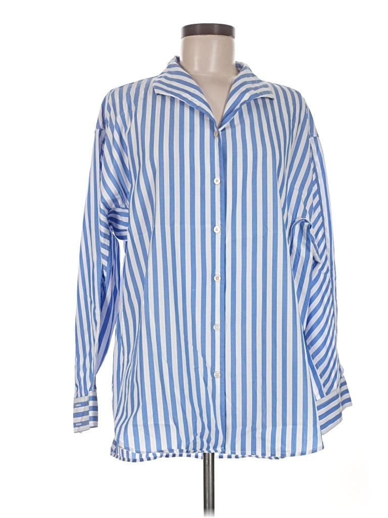 Pre-owned Ayr Long Sleeve Button Down Shirt In Blue