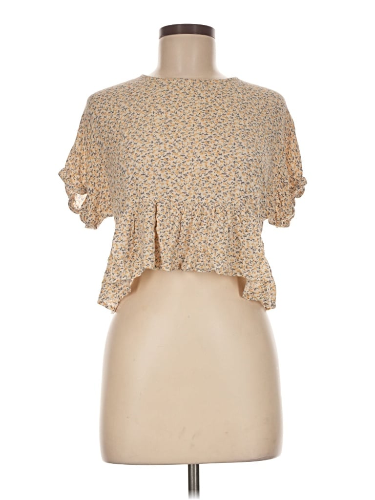 Pre-owned Altar'd State Short Sleeve Blouse In Yellow