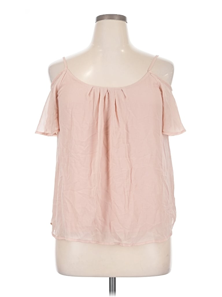 Pre-owned Lily White Short Sleeve Top Pink Cold Shoulder Neckline Tops