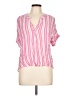 Studio West Stripes Pink Short Sleeve Blouse Size L - photo 1