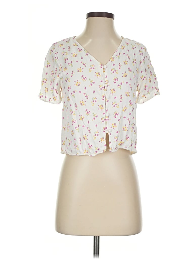 Pre-owned Primark Short Sleeve Blouse In Ivory
