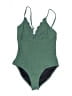 Cupshe Chevron-herringbone Green One Piece Swimsuit Size L - photo 1