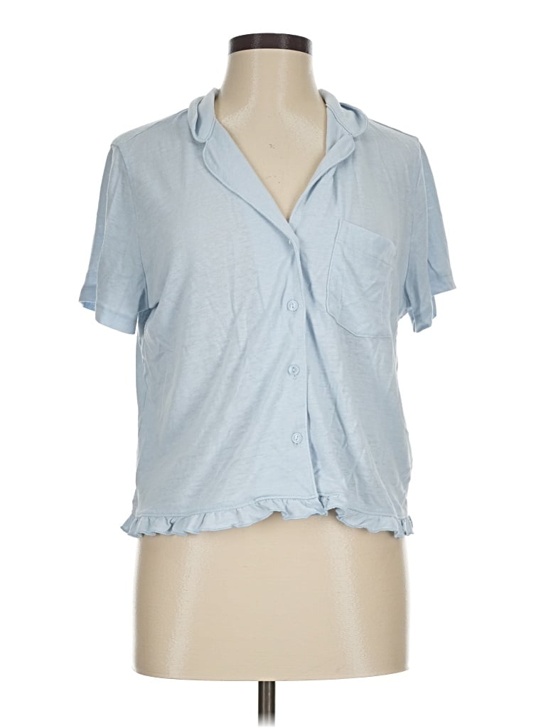 Pre-owned Gap Body Short Sleeve Blouse In Blue