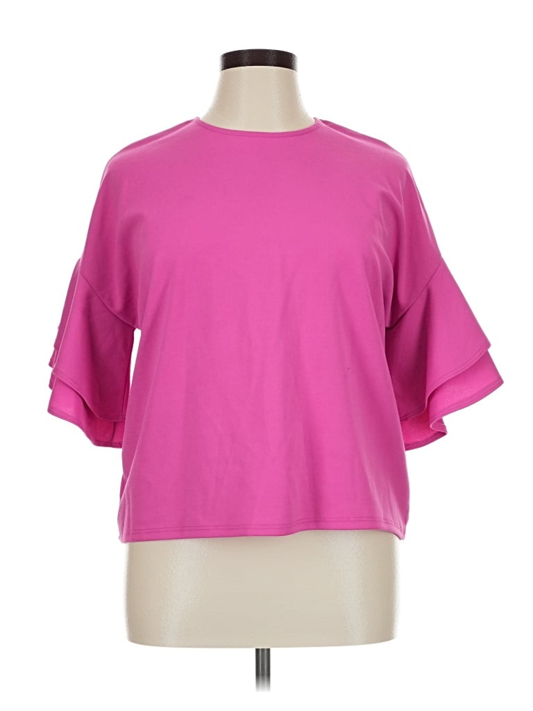Pre-owned Blue Rain Short Sleeve Top Pink Boatneck Tops