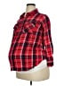 Isabel Maternity 100% Rayon Plaid Red Long Sleeve Button-Down Shirt Size XL Maternity - photo 1