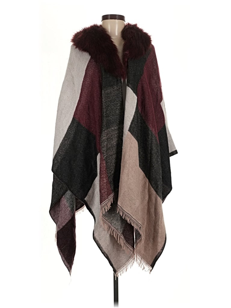 Pre-owned Studio Poncho In Burgundy