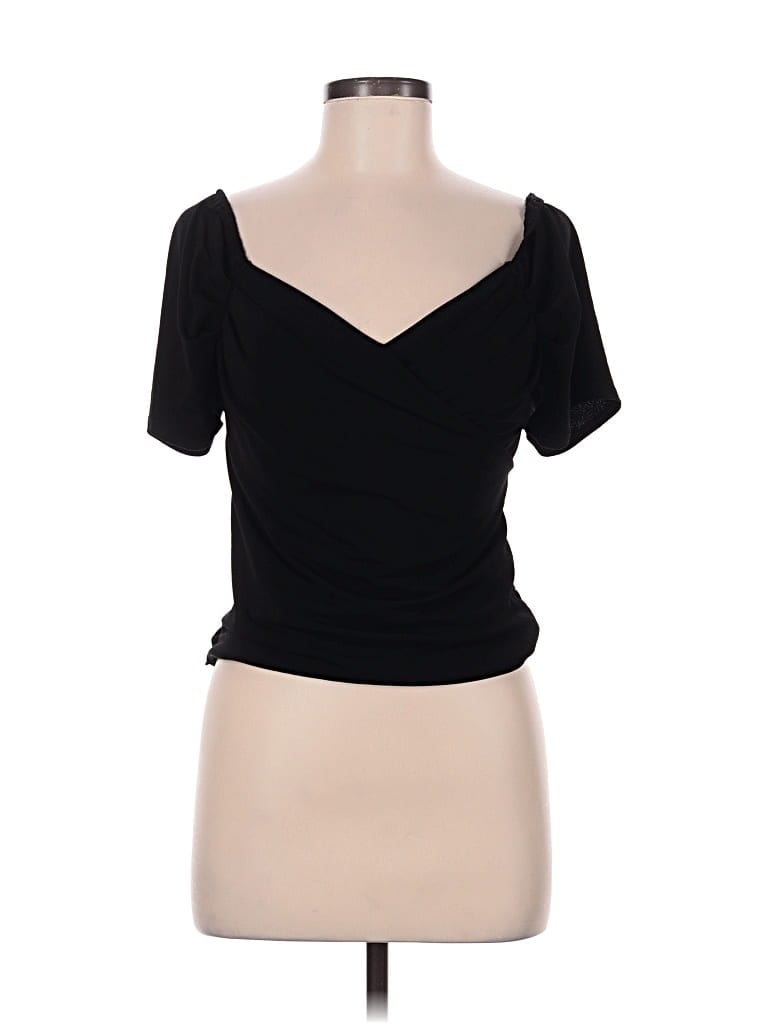 Pre-owned Express One Eleven Short Sleeve Top Black Sweetheart Neckline Tops