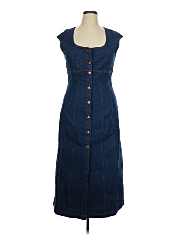 Madewell Denim Square-Neck Midi Dress in Benton Wash (view 1)