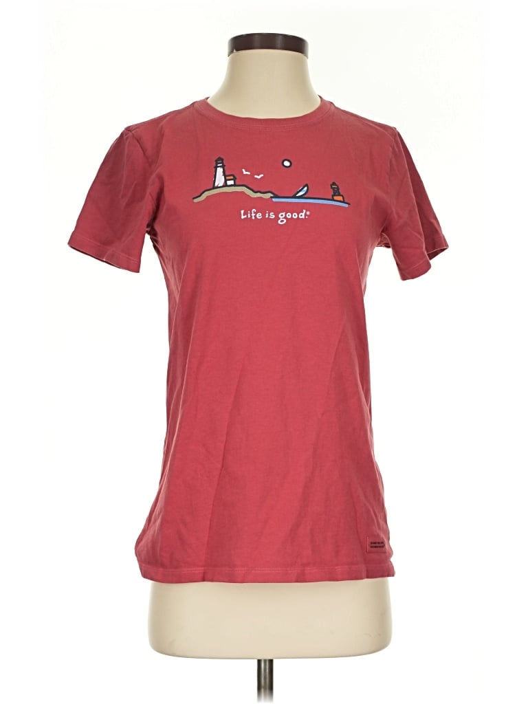 Pre-owned Life Is Good Short Sleeve T-shirt In Burgundy
