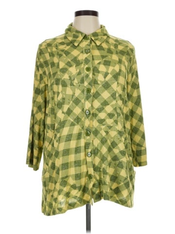 Attitudes by Renee 3/4 Sleeve Button-Down Shirt (view 1)