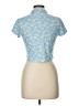 Just Polly Floral Blue Short Sleeve Blouse Size L - photo 2