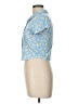 Just Polly Floral Blue Short Sleeve Blouse Size L - photo 5