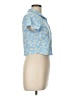 Just Polly Floral Blue Short Sleeve Blouse Size L - photo 4