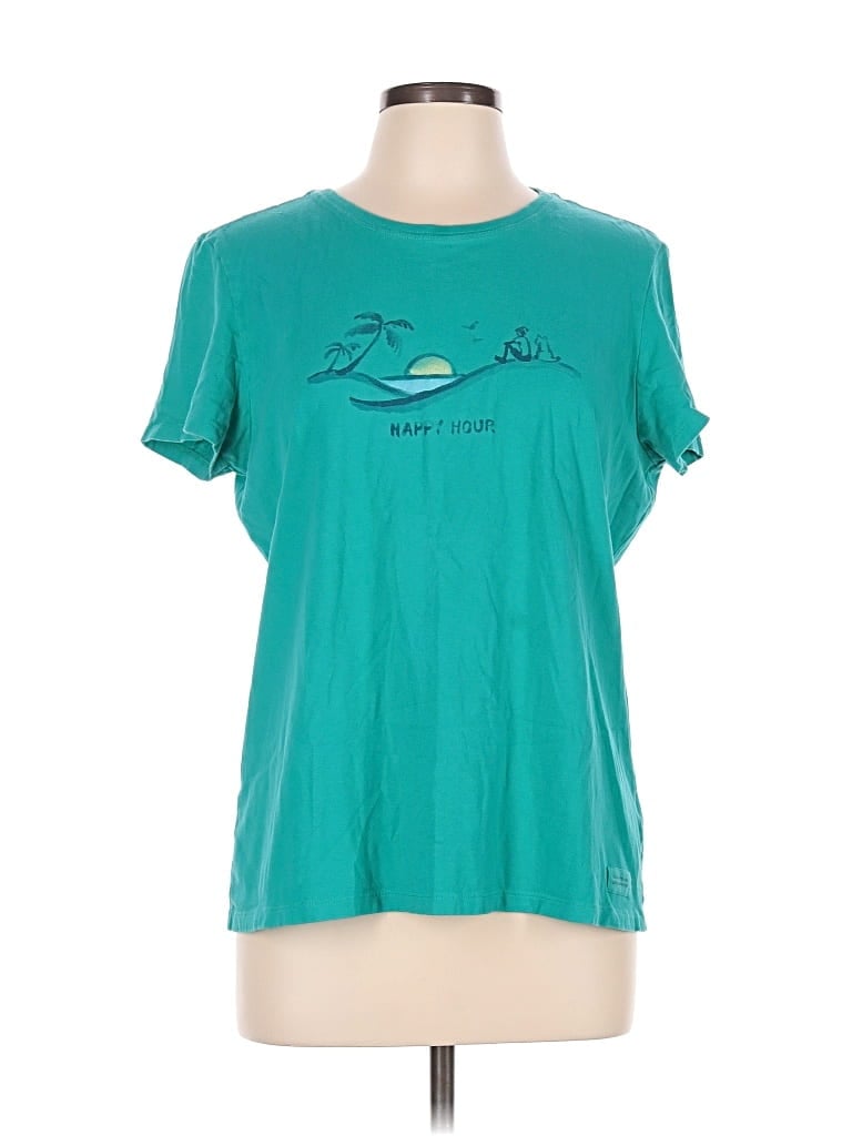 Pre-owned Life Is Good Short Sleeve T-shirt In Teal
