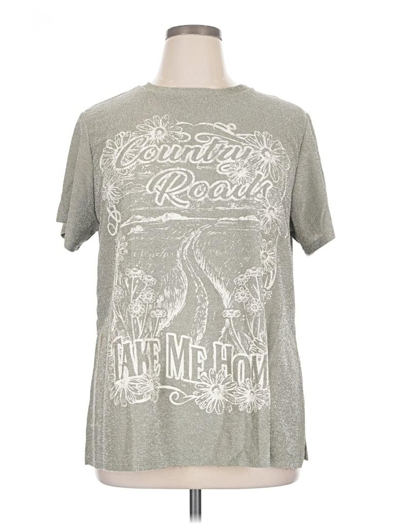 Pre-owned Arula Short Sleeve Top Gray Crew Neck Tops