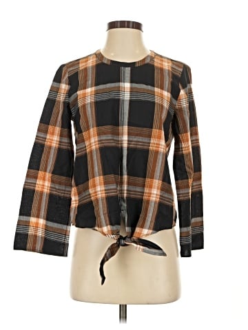 Madewell Plaid Tie-Front Keyhole Top (view 1)