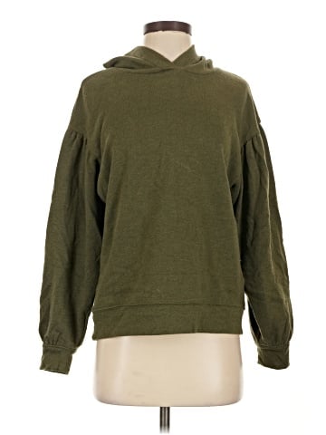 Madewell Pleat-Sleeve Shrunken Hoodie Sweatshirt (view 1)