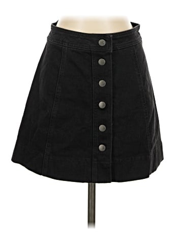Madewell Metropolis Snap Jean Skirt in Rawley Black (view 1)