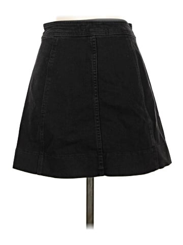 Madewell Metropolis Snap Jean Skirt in Rawley Black (view 2)