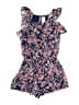 Ella Moss 100% Polyester Floral Blue Purple Romper Size 14 - photo 1