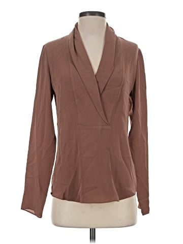 Theory Long Sleeve Silk Top (view 1)