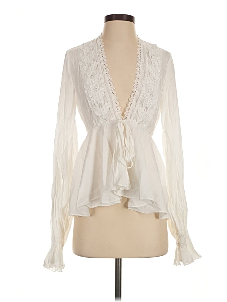 Pre-owned Chicme Long Sleeve Blouse In Ivory