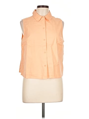 Express Sleeveless Button-Down Shirt (view 1)