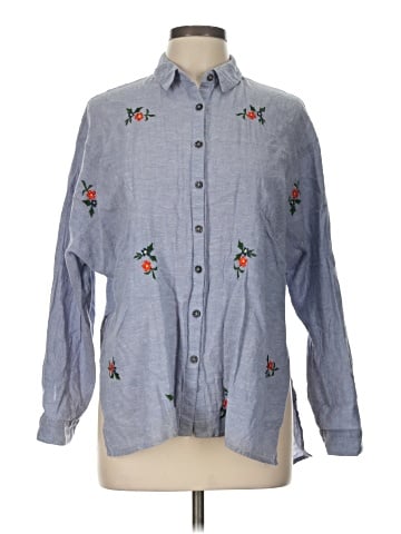 Topshop Long Sleeve Button-Down Shirt (view 1)