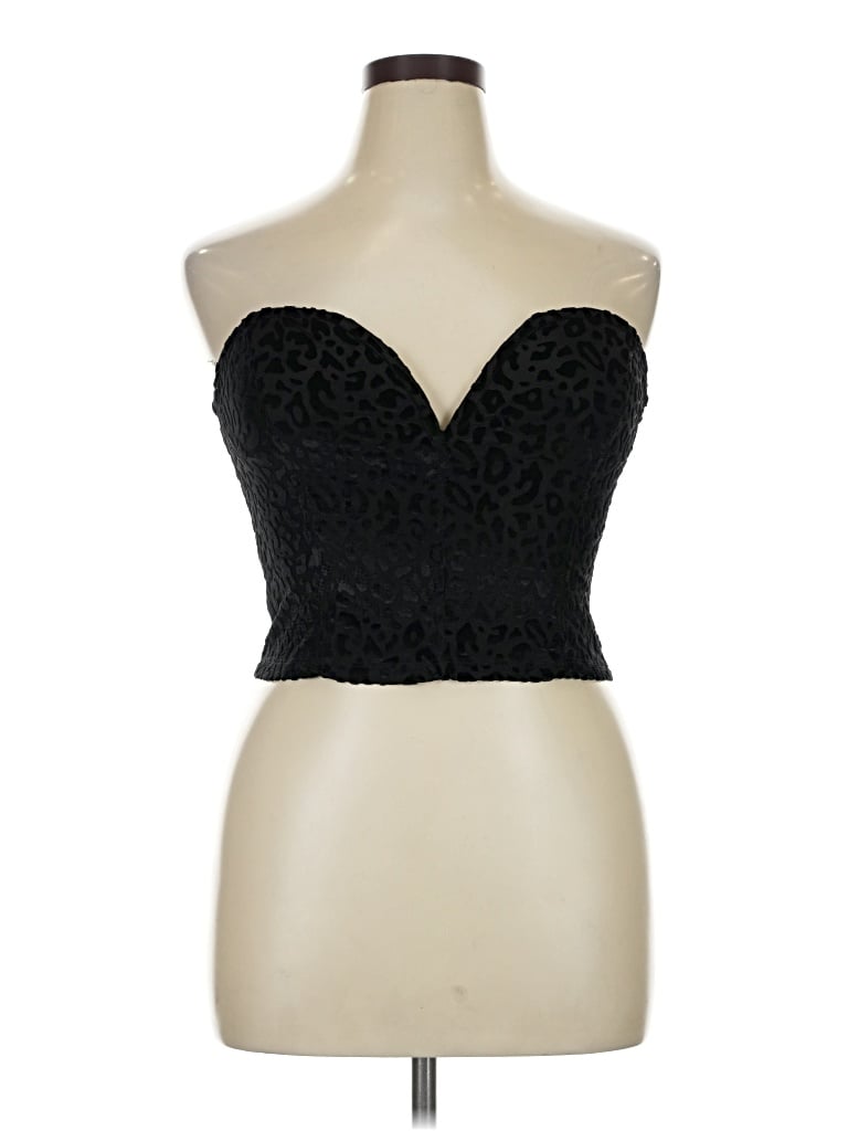 Pre-owned White Fox Sleeveless Top Black Strapless Neckline Tops