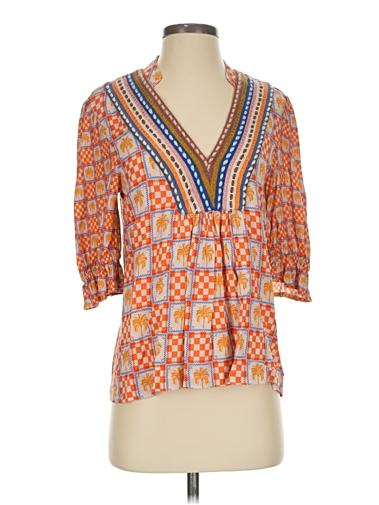 Pre-owned Blank London 3/4 Sleeve Blouse In Orange