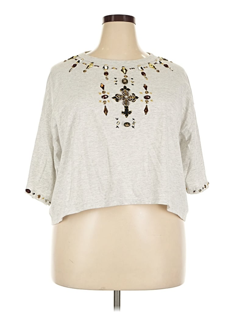 Pre-owned Russell Athletic 3/4 Sleeve Blouse In Gray